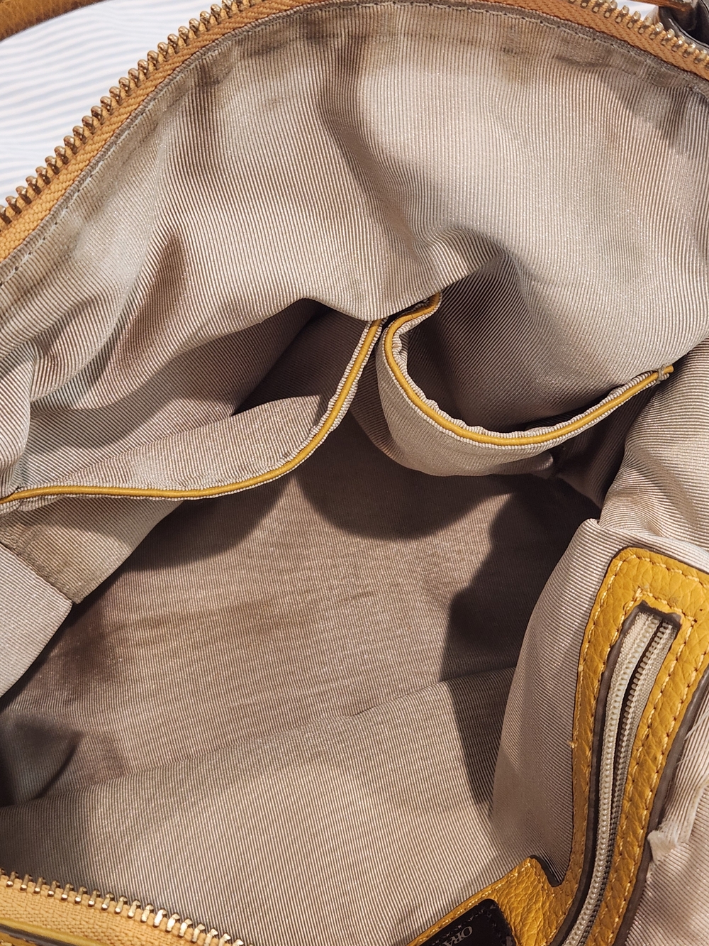 Ora Delphine Mustard Yellow Leather Tote Satchel - Picture 12 of 12